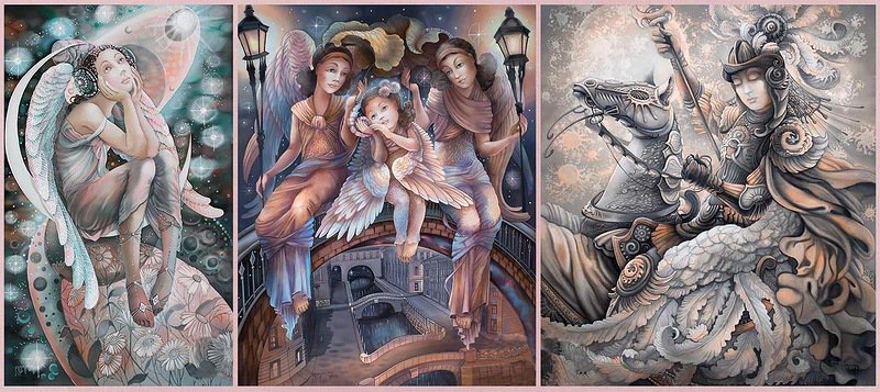 АНГЕЛЫ ЛЮБВИ - диптих, валентинки, триптих, любовь, ангелы, полиптих - оригинал