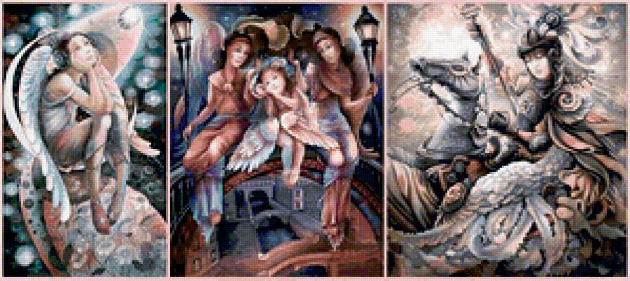 АНГЕЛЫ ЛЮБВИ - ангелы, валентинки, любовь, диптих, полиптих, триптих - предпросмотр