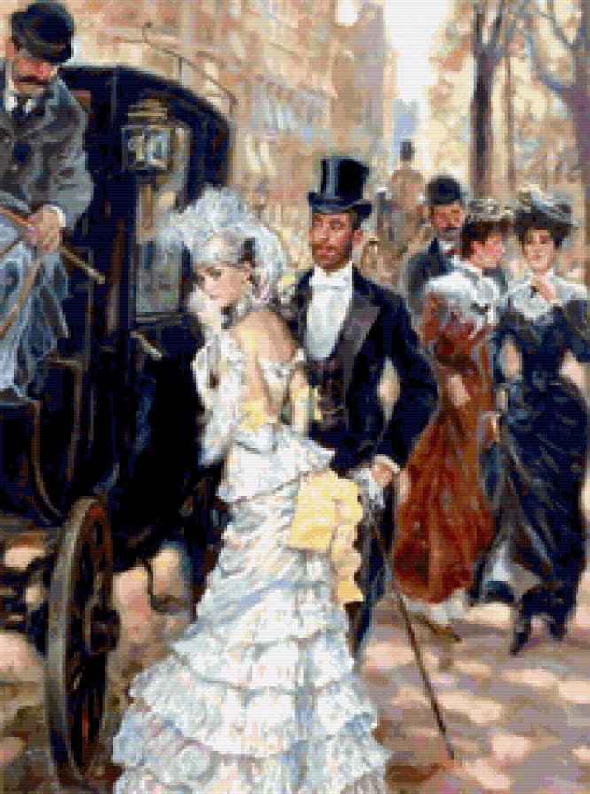 прогулка - природа, картина, дамы, люди, классика - предпросмотр