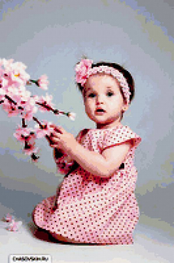 девочка и сакура - дети и цветы, девочка, сакура, малышка - предпросмотр