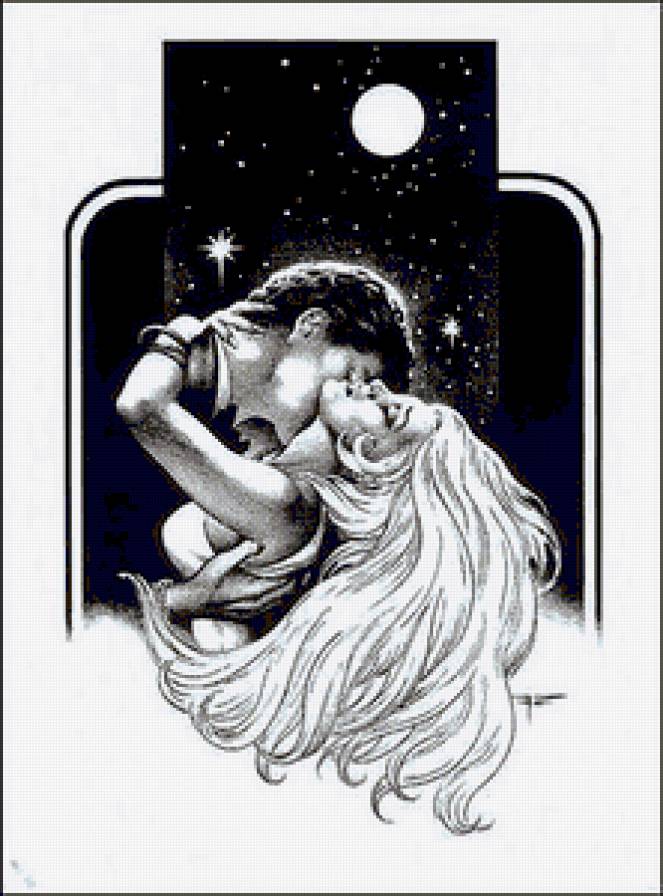 Парочка - любовь, страсть, черно-белое, монохром, чувства, двое, безумие, пара - предпросмотр