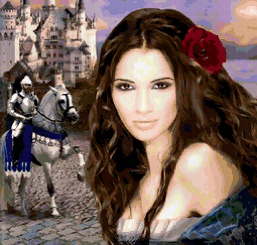 девушка и рыцарь - цыганка, девушки, женственностьт, лбраз, портрет, подушка - предпросмотр
