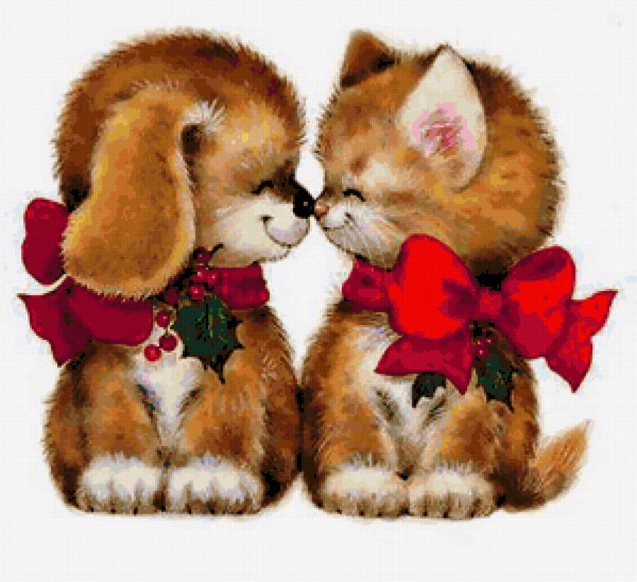 Друзья - кошка, друзья, собака, детская, детям, щенок, котенок - предпросмотр