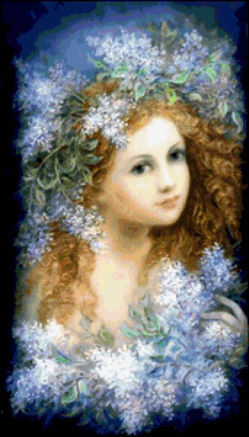 Девушка в сирени - цветок, сирень, живопись, цветы, девушка - предпросмотр