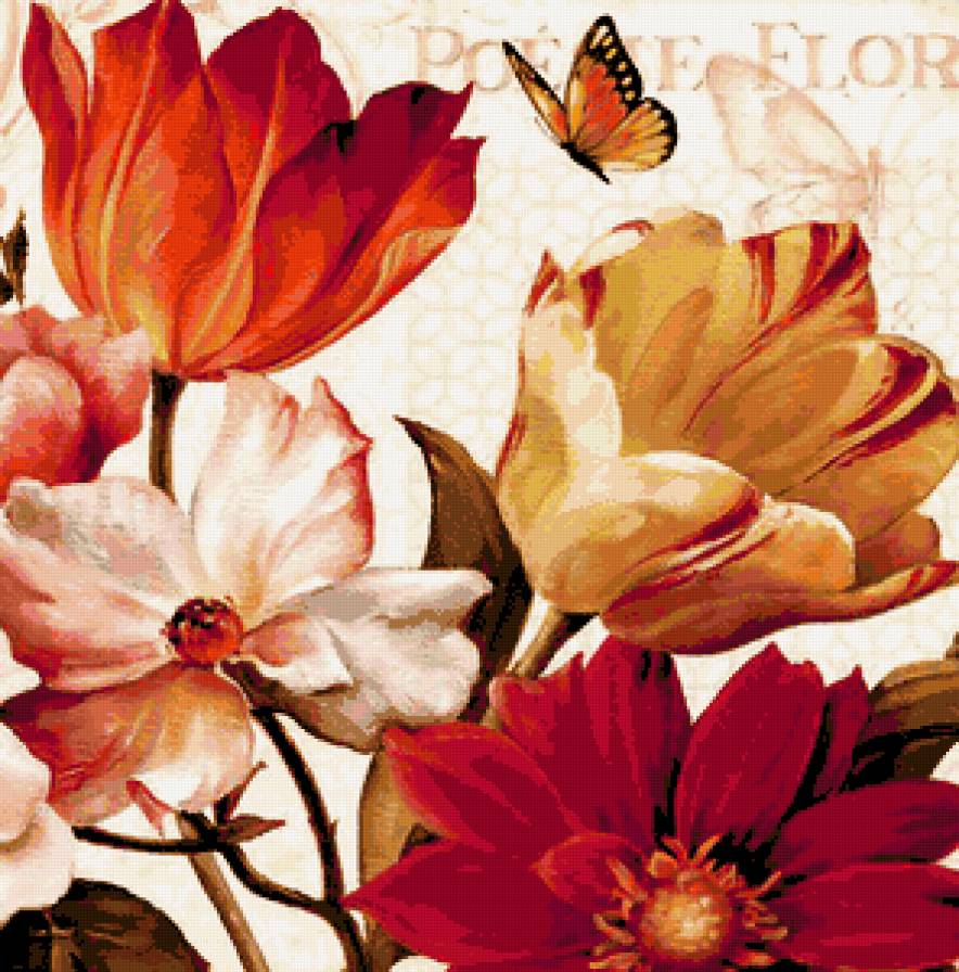 тюльпаны - бабочки, подушка, цветы, цветок, тюльпан, живопись, тюльпаны - предпросмотр