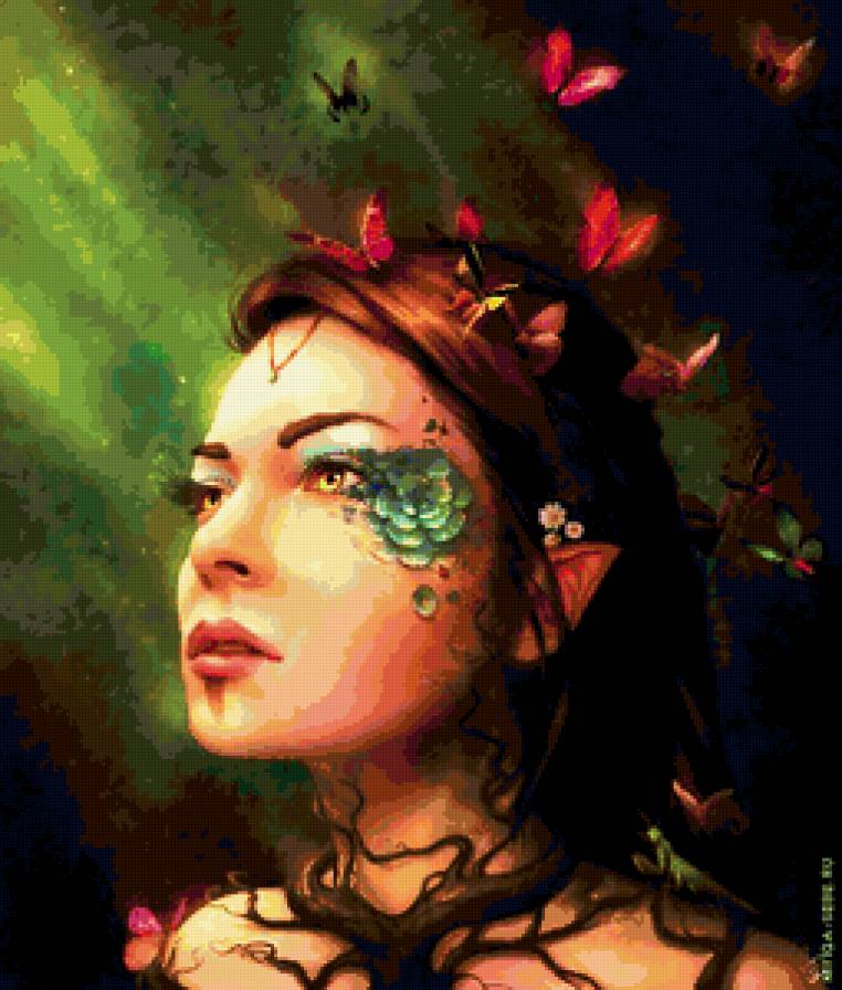 Девушка, бабочки - предпросмотр