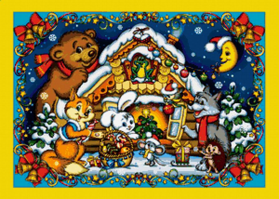 теремок - волк, муль, сказка, зверята, зайчик, зима, животные, лиса, детская, детям - предпросмотр