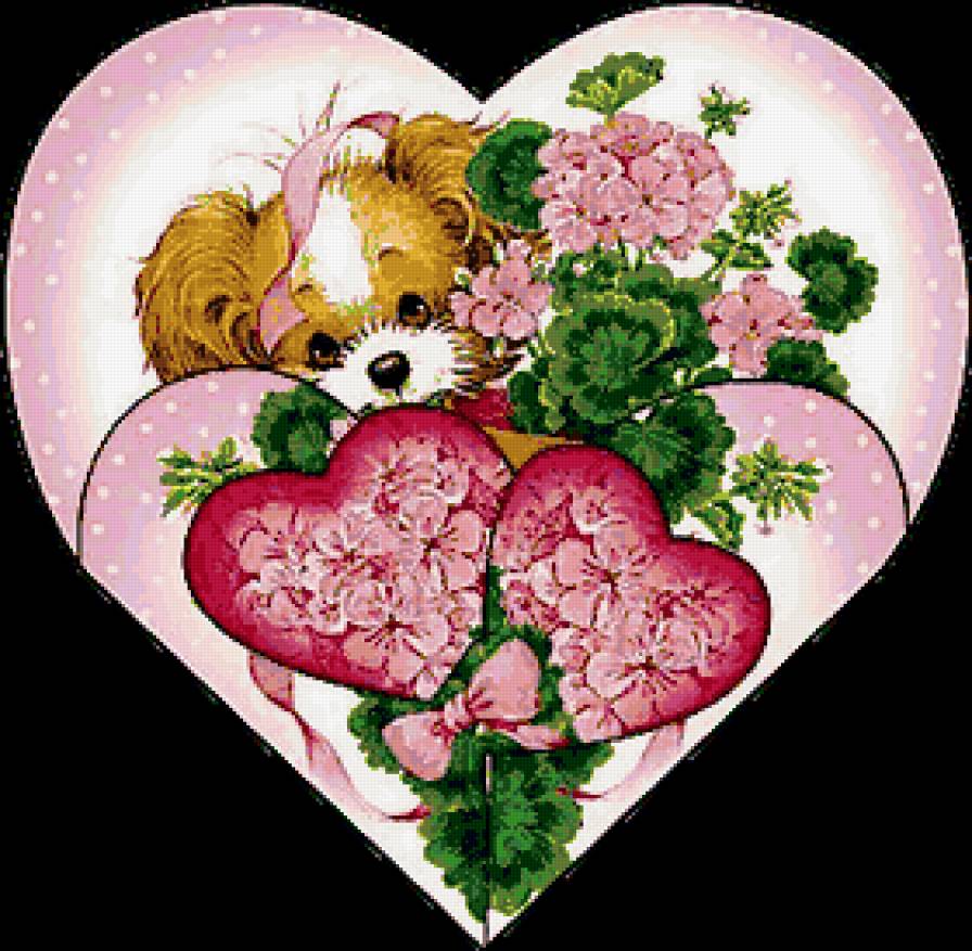 собачка - валентина, щенок, любовь, валентинка, собака, влюбленных, сердечко - предпросмотр