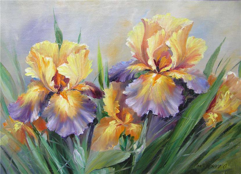 ирися - цветы, акварель, весна - оригинал