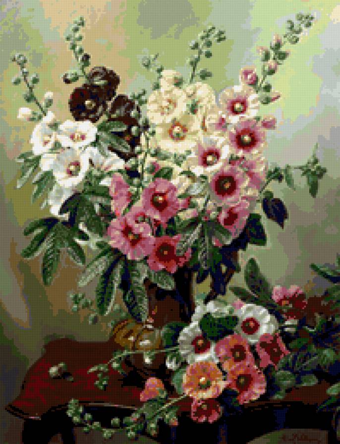 мальвы - букет, цветы, лето - предпросмотр