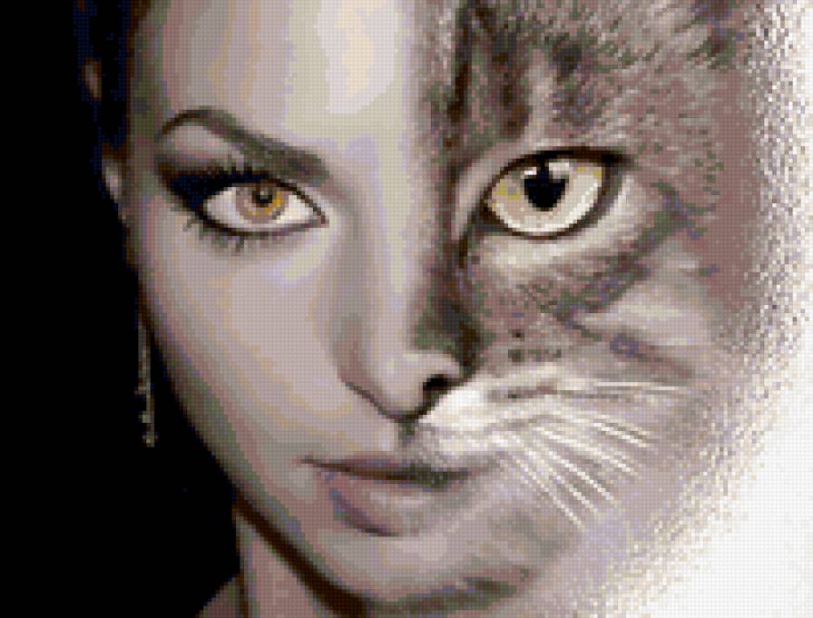 женщина кошка - девушка красота портрет - предпросмотр