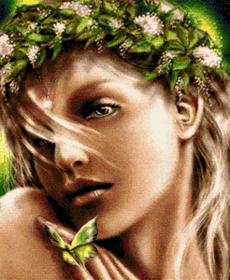 НИМФА  (весна) - девушка, нимфа, портрет, времена года, весна, магия, фэнтези, эльф - предпросмотр