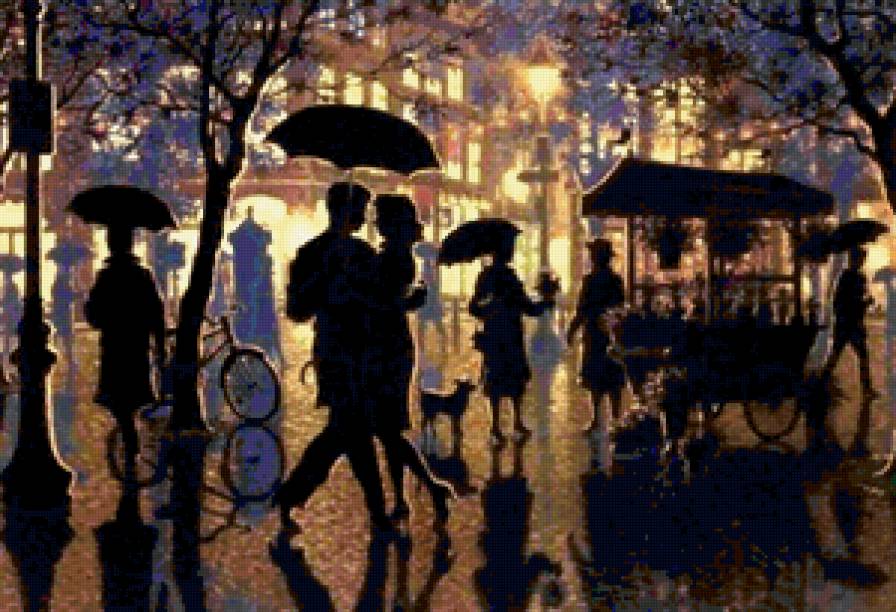 дождь - люди, любовь, картина, классика, дамы, природа - предпросмотр