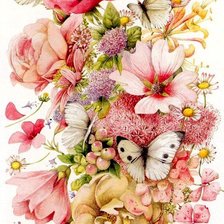 Оригинал схемы вышивки «цветы и бабочки» (№227491)