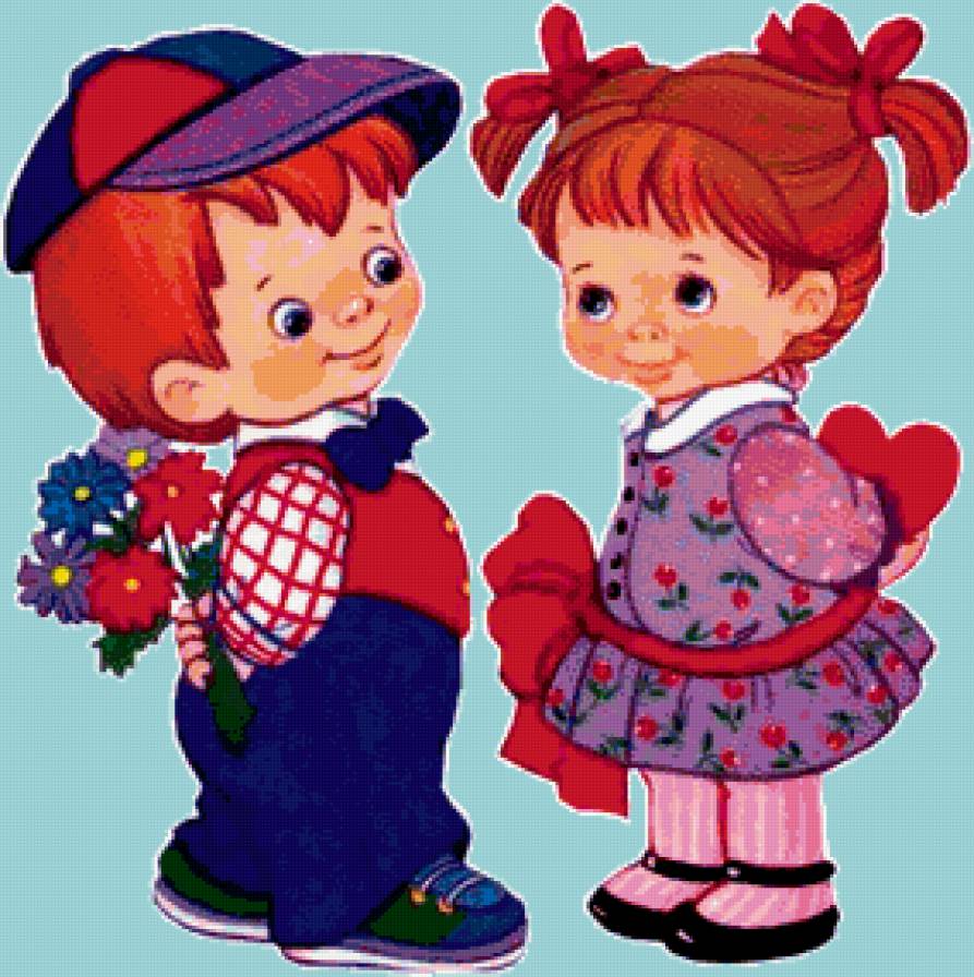 ВАЛЕНТИН И ВАЛЕНТИНКА - праздники, валентинка, дети, валентин, день влюбленных, сердечки - предпросмотр