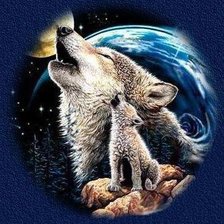 Схема вышивки «Волчонок и волчица»