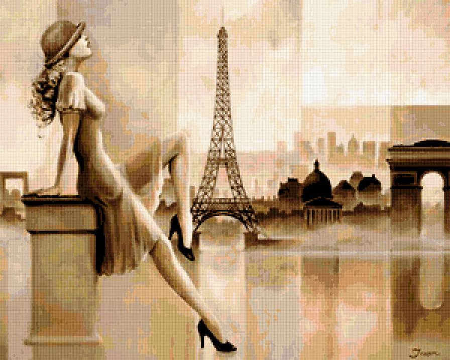 Париж - эйфелева башня, черно-белое, города мира, монохром, париж - предпросмотр