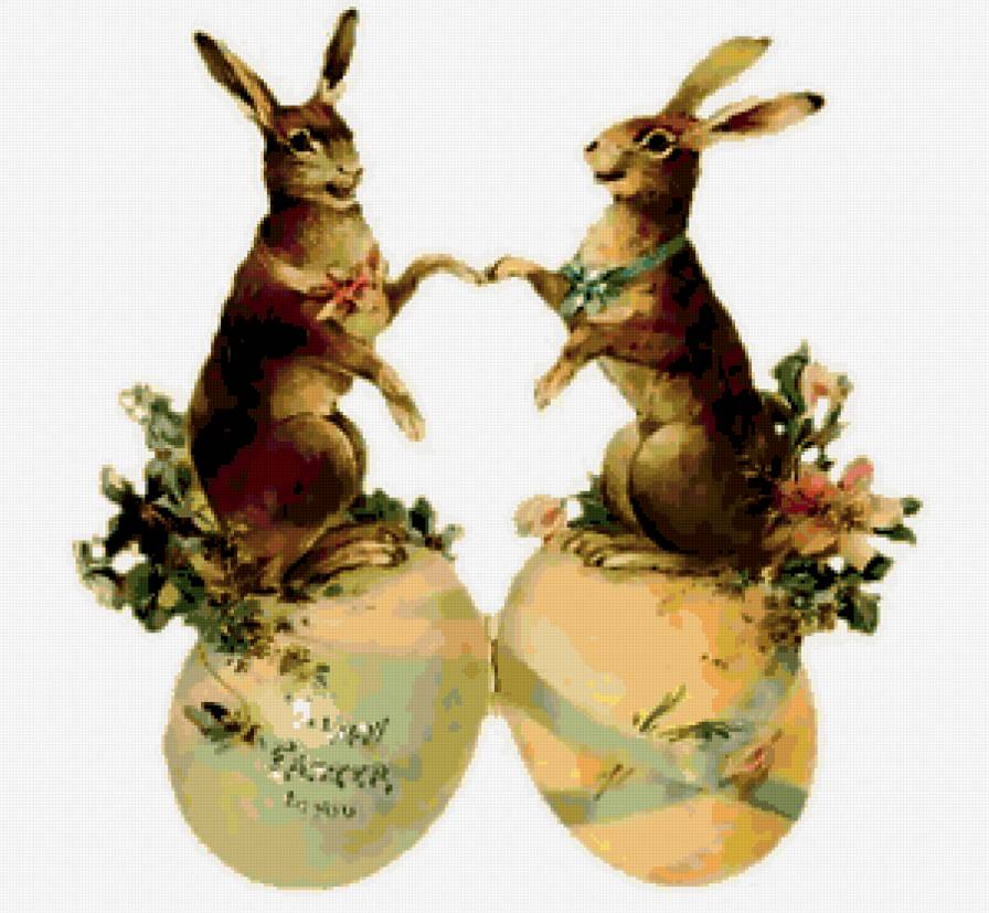 Пасхальные зайцы - кролик, заяц, пасха - предпросмотр