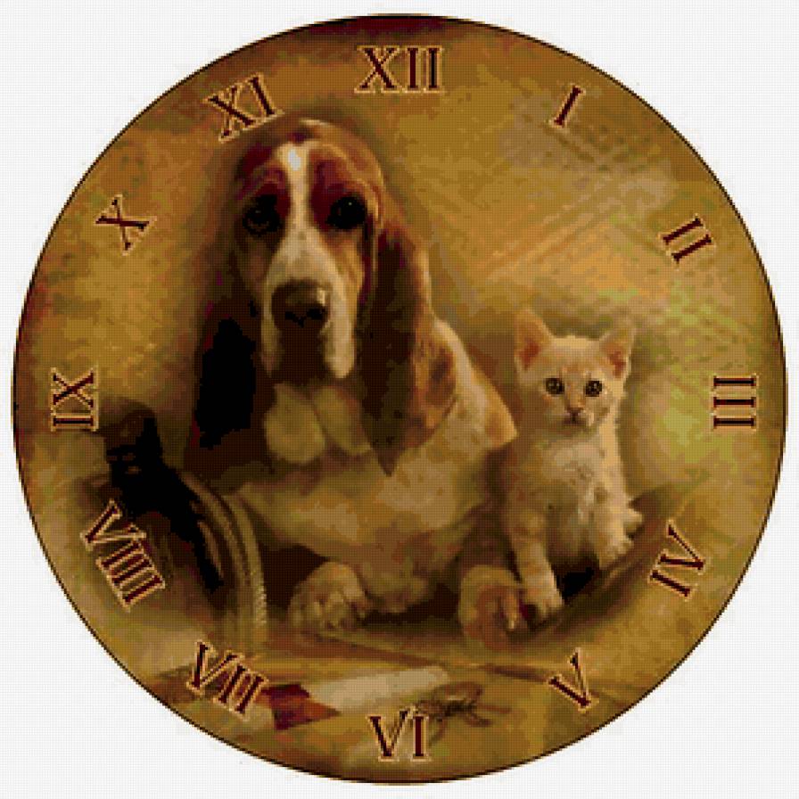 Часы - собака, кот, часы - предпросмотр