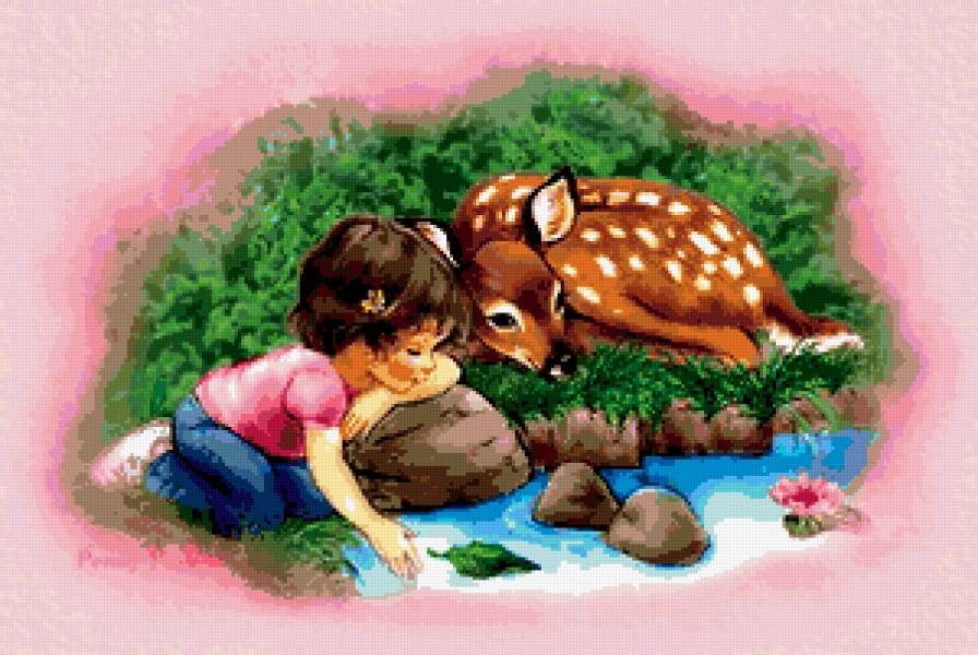 Друзья - детям, девочка, олень - предпросмотр