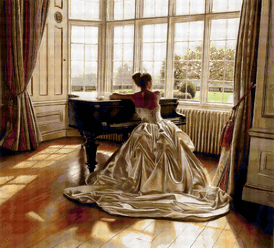 Девушка 1 - девушка, комната, рояль - предпросмотр