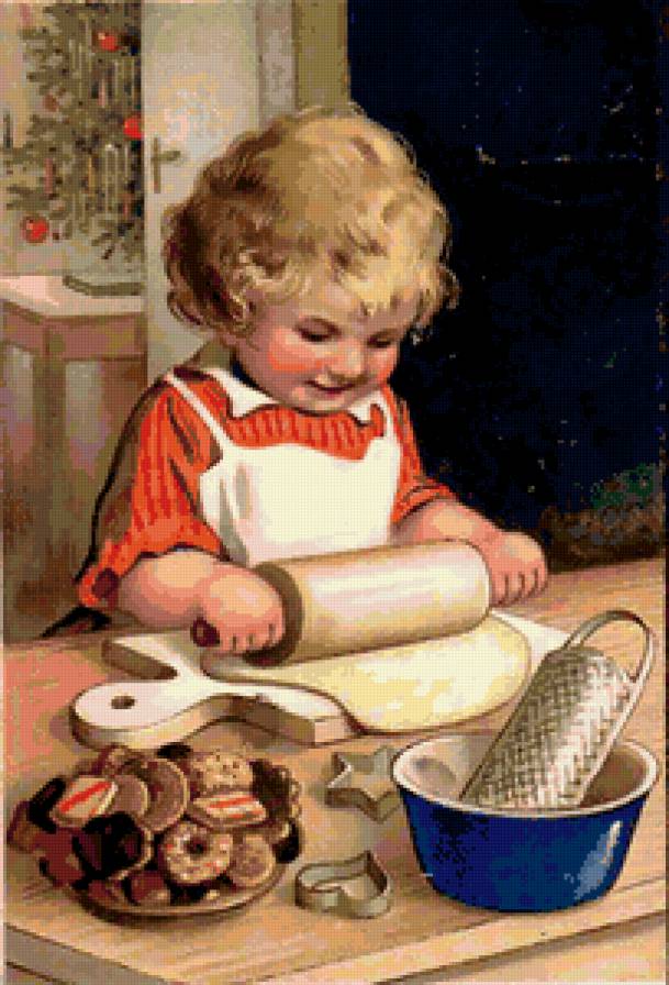 Помощница - кухня, девочка, выпечка - предпросмотр