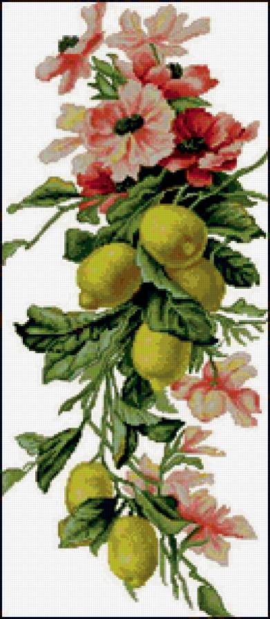 Пано с лимонами. - кухонное, шиповник, натюрморт, лимоны - предпросмотр