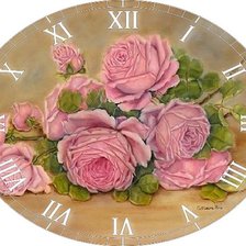 Оригинал схемы вышивки «Часы с розами» (№227976)