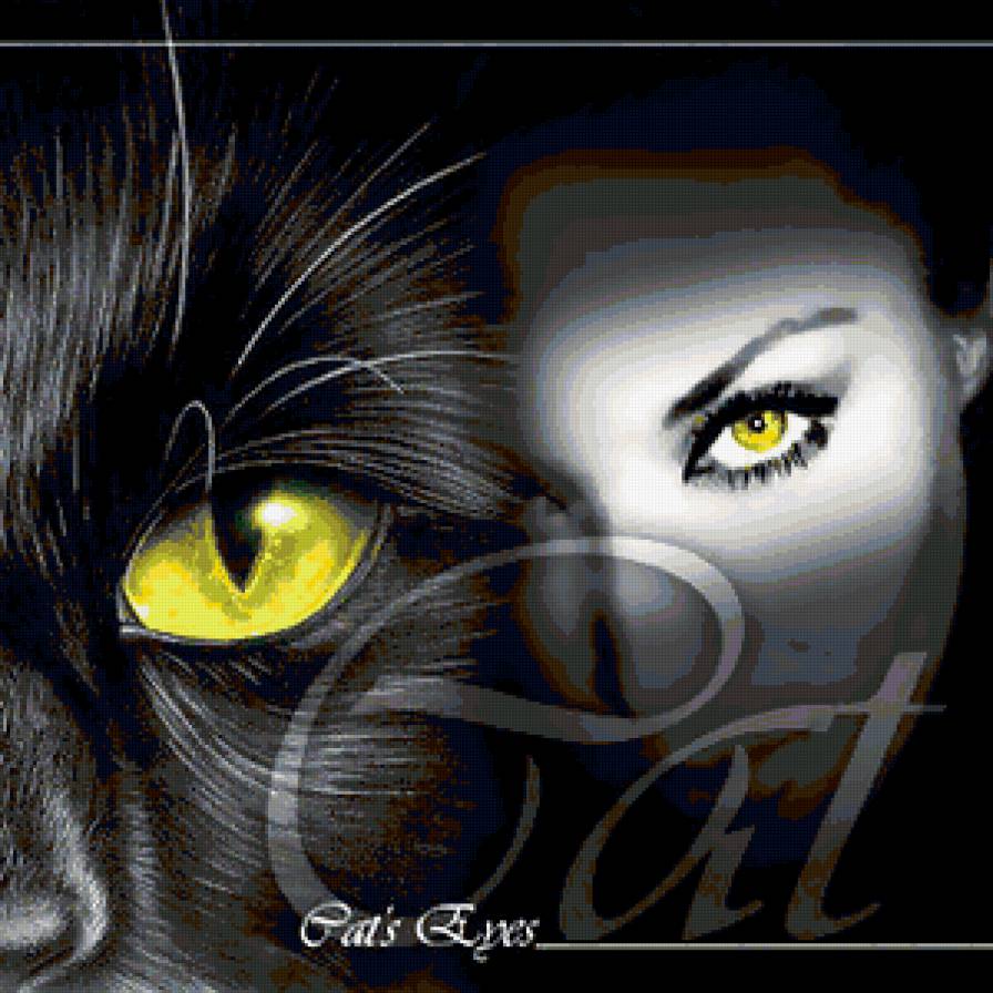 Глаза - взгляд, кот, глаза, черное, девушка - предпросмотр