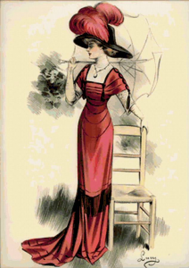 Прекрасная эпоха - девушка, ретро, модерн, дама, шляпка, мода - предпросмотр