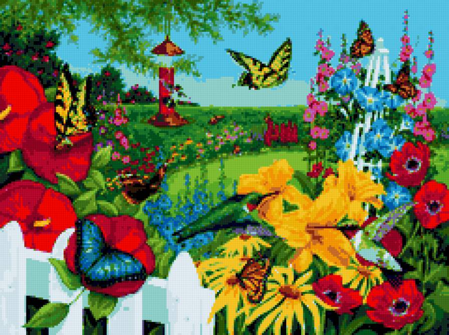 №228526 - картина, бабочки, цветы - предпросмотр