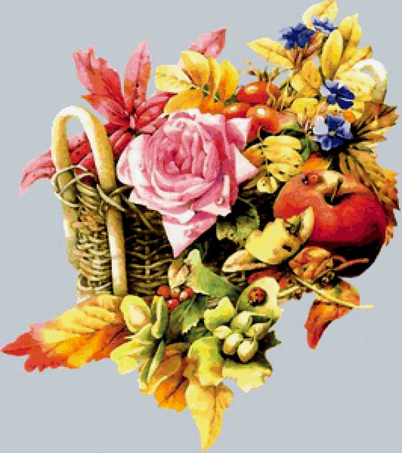 Цветы в корзине - розы, цветы - предпросмотр
