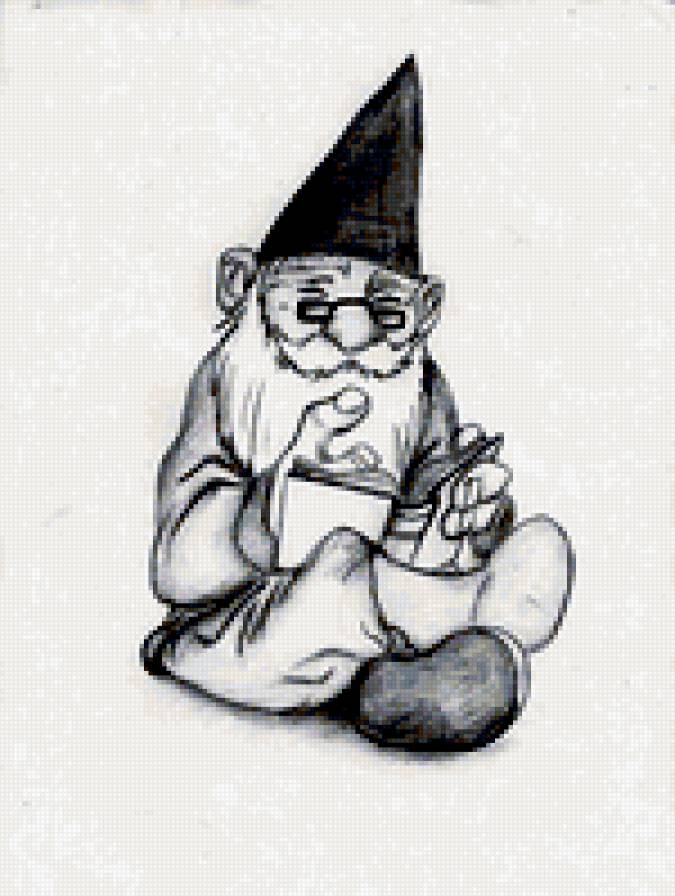 карандаш. гном - фэнтази, рисунок - предпросмотр