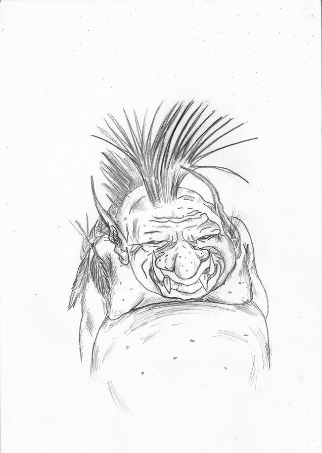 карандаш. троль - фэнтази, рисунок - оригинал