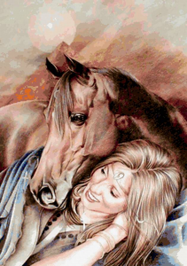 девушка с лошадью - картины, девушка, животные, лошади, женские образы - предпросмотр