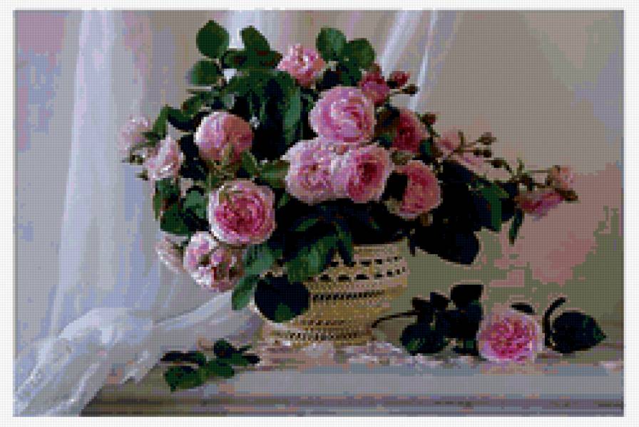 розы в вазе - ваза, роза, букет - предпросмотр