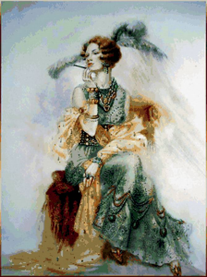 ретро - портрет, картина, девушка, женские образы - предпросмотр