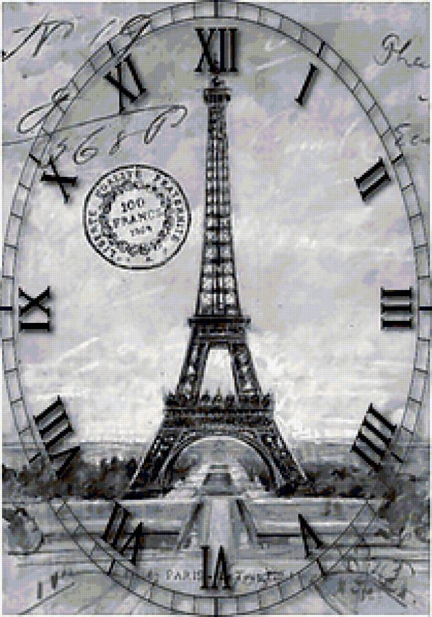 Часы "Париж" - часы, париж, эйфелева башня - предпросмотр
