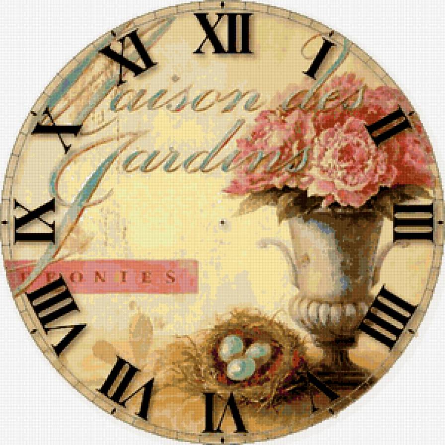 Часы "Пионы" - пион, часы, цветы - предпросмотр