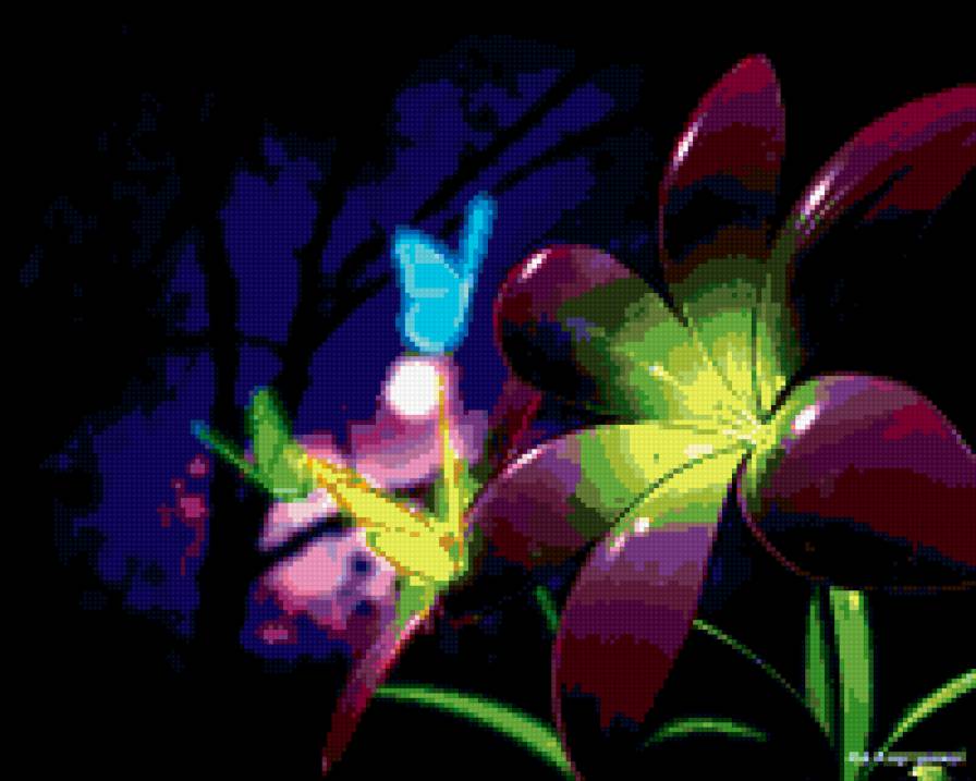 Необычный цвет с бабочками) - цветы, бабочки - предпросмотр