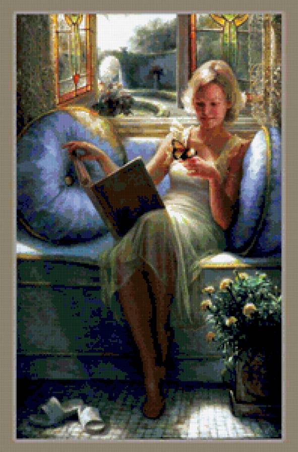 №230574 - фэнтези, живопись, цветы, картина, дети, девушка, красота женщины - предпросмотр