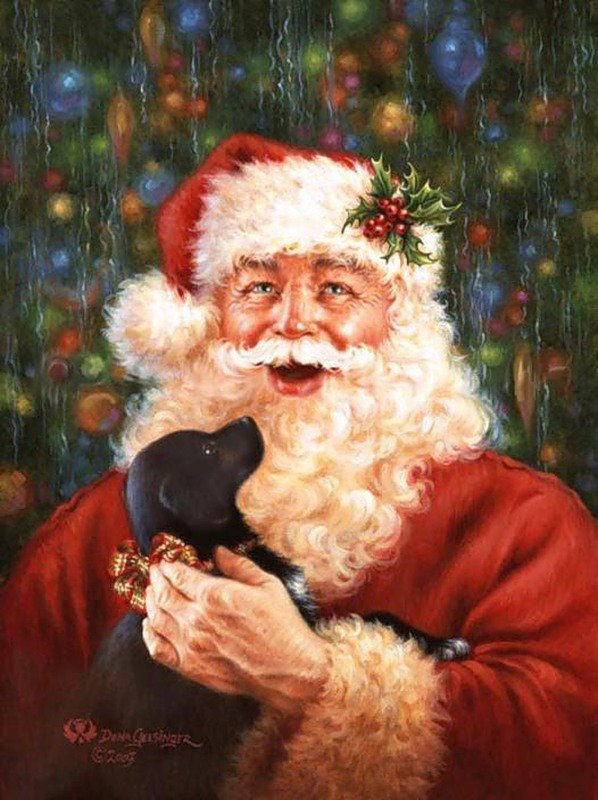 поздравляют Дед Мороз и Шарик - зима, собачка, новый год, праздники, дед мороз - оригинал