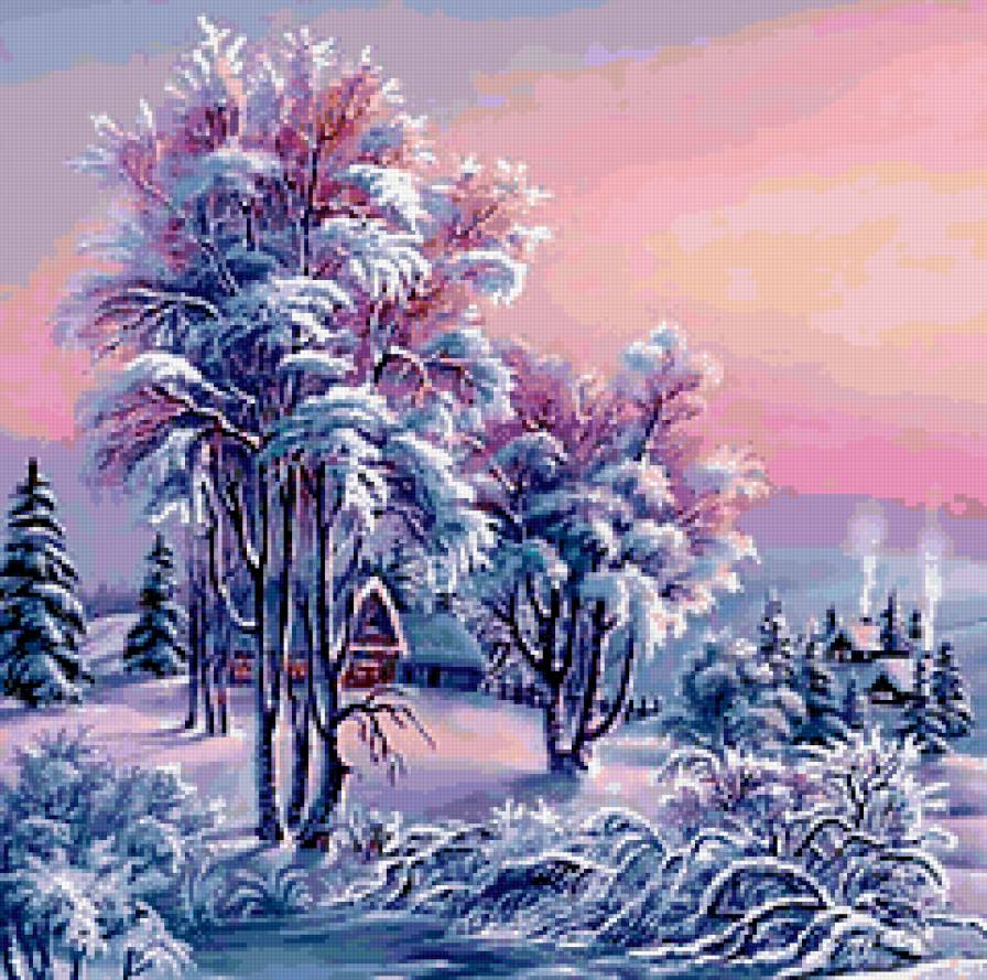 ХУДОЖНИЦА-ЗИМА - пейзаж, времена года, зима, дерево, снег - предпросмотр