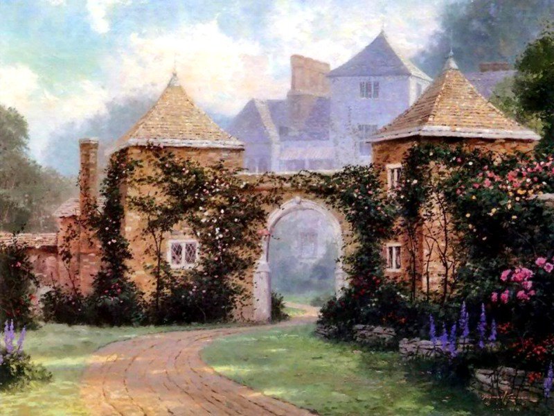 замок - архитектура, город, живопись - оригинал