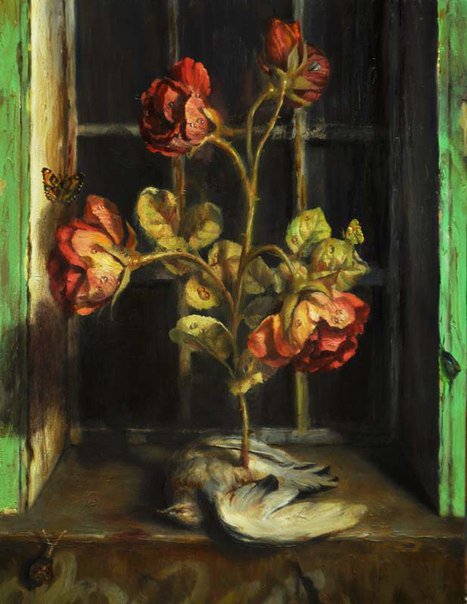 розы - розы, голубь, окно - оригинал