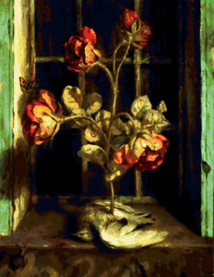 розы - розы, голубь, окно - предпросмотр