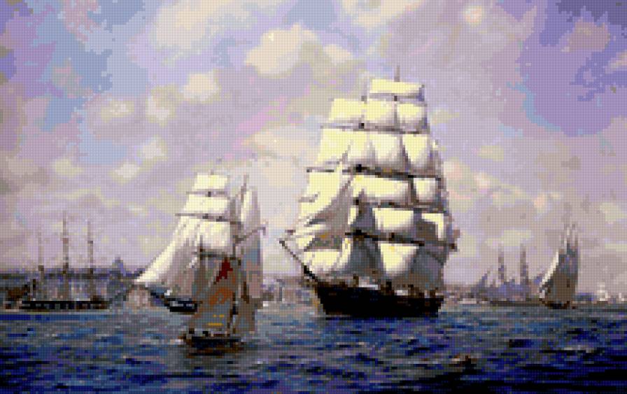 Серия "Парусники" - парусник, море - предпросмотр