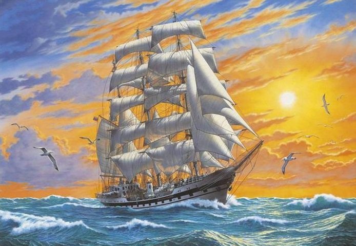 Серия "Парусники" - море, парусник - оригинал