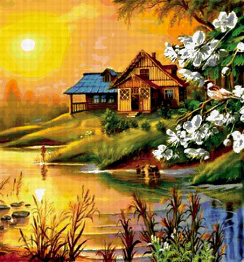 Пейзаж, лес, река - лес, река, пейзаж - предпросмотр