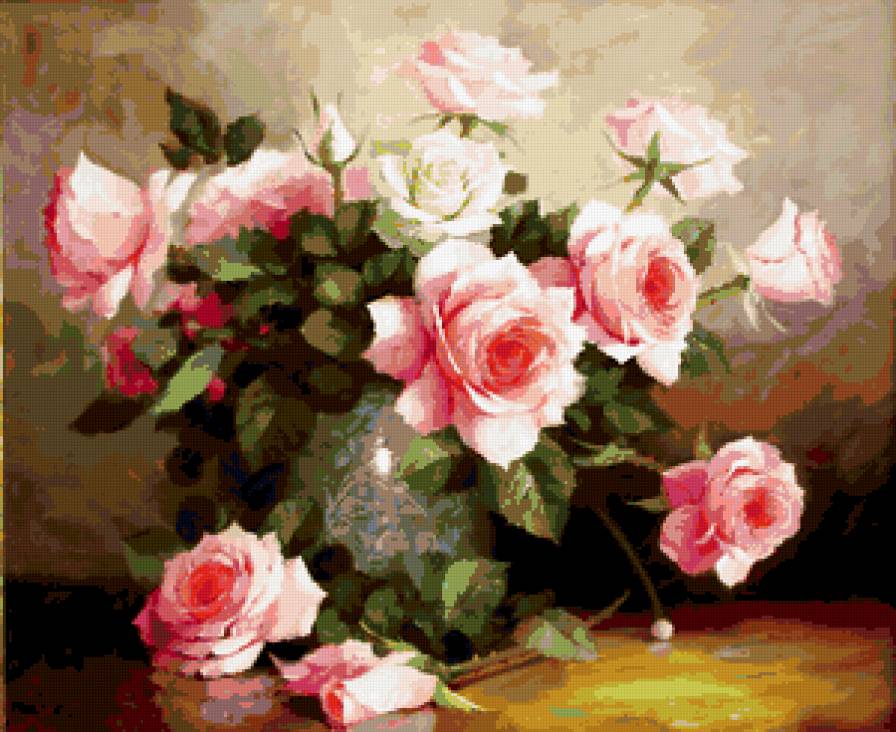 винтажные розы - картина, розы, цветы, букет - предпросмотр